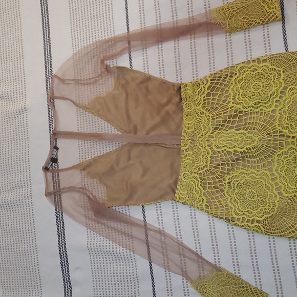 For Love & Lemons Chartreuse yellow lace dress - Picture 7 of 9